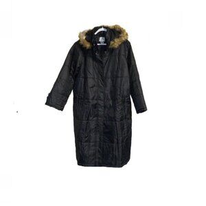 Women Long Quilted Coat Faux fur Hood, , Long Sleeve Puffer jacket by Z Studio